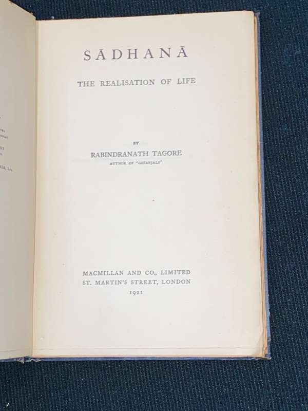 SADHANA THE REALISATION BY RABINDRANATH TAGORE 1921