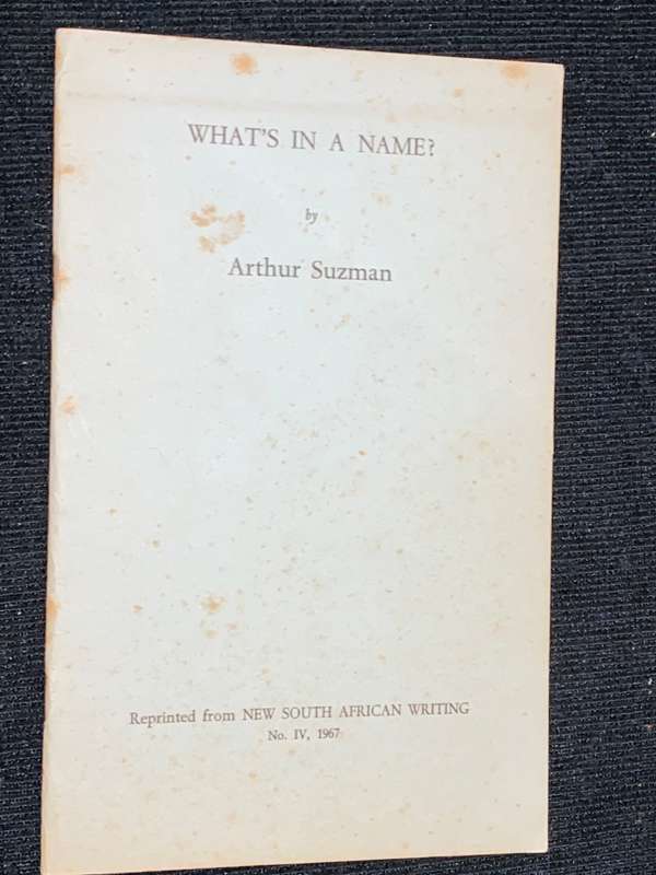 WHAT`S IN A NAME BY ARTHUR SUZMAN 1967 SIGNED