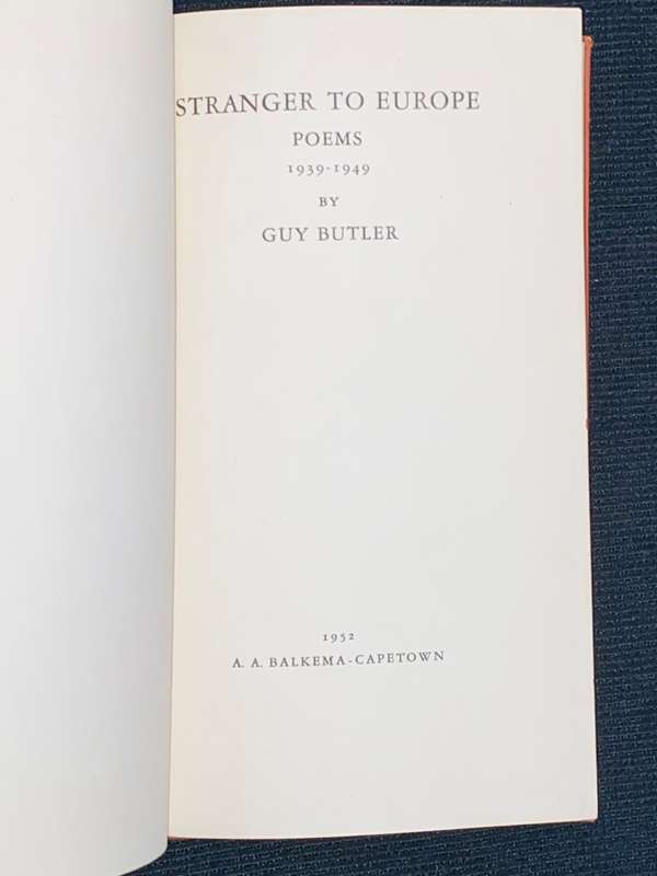 STRANGER TO EUROPE POEMS 1939-1949 BY GUY BUTLER
