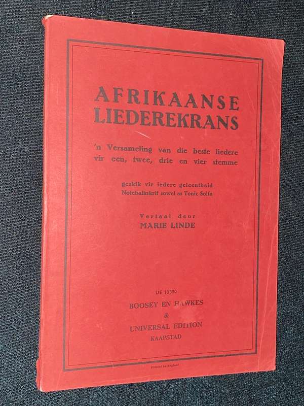 AFRIKAANSE LIEDEREKRANS VERTAAL DEUR MARIE LINDE  1937