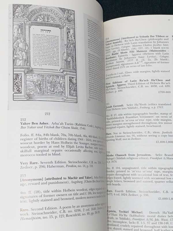 SOTHEBY`S IMPORTANT HEBREW BOOKS CATALOGUE 1993
