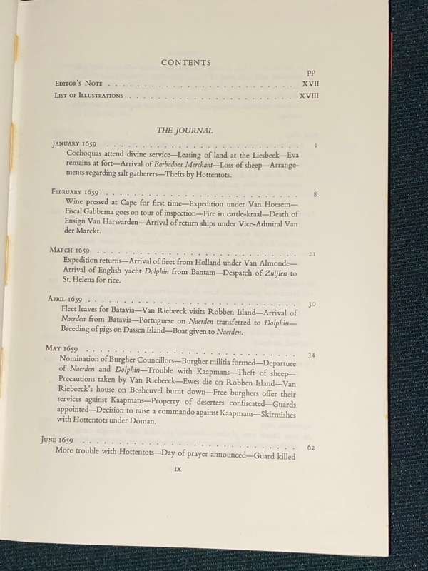 JOURNAL OF JAN VAN RIEBEECK VOLUME III 1659-1662 EDITED BY H.B. THOM 1958