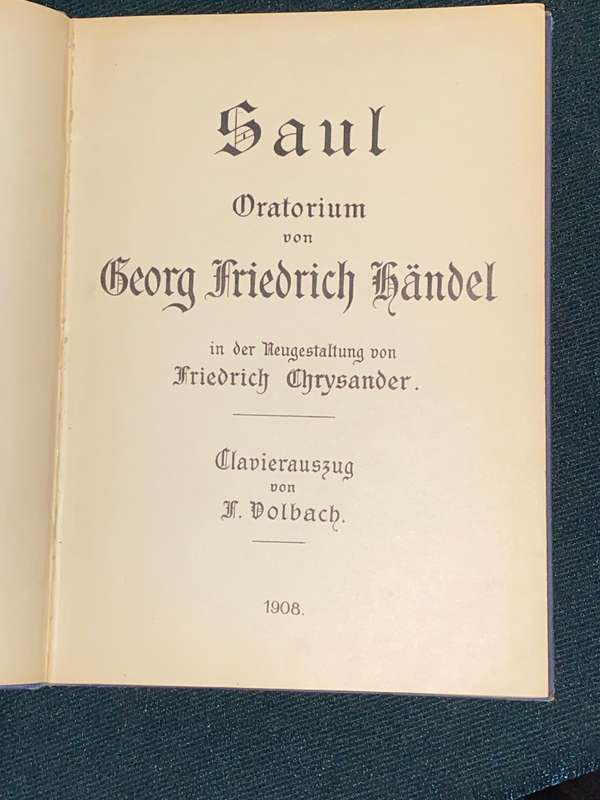 SAUL ORATORIUM VON GEORG FRIEDRICH HANDEL 1908