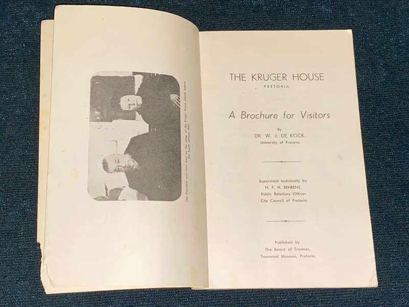 KRUGER HOUSE PRETORIA A BROCHURE FOR VISITORS BY DR W.J. DE KOCK