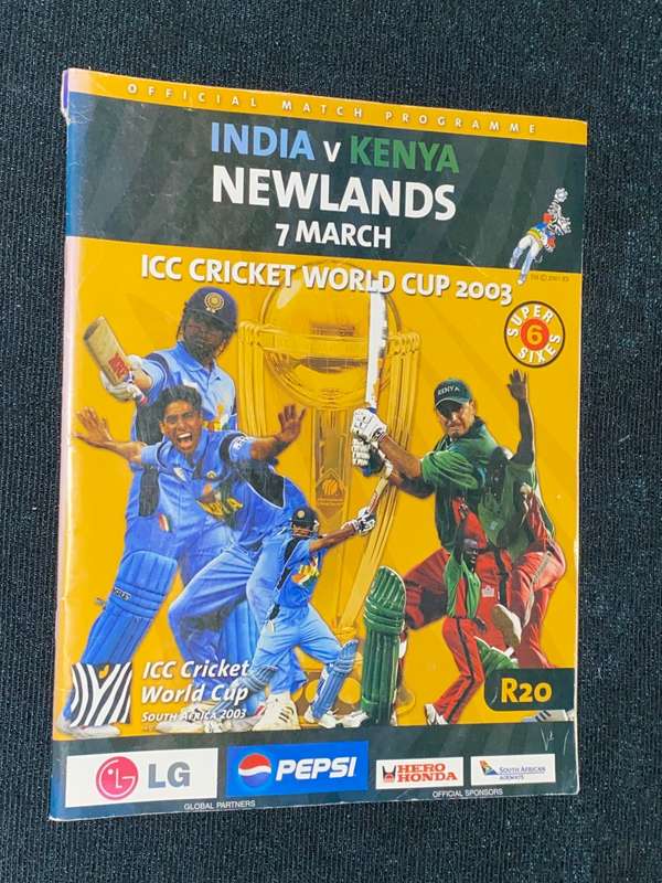 OFFICIAL MATCH PROGRAMME INDIA V KENYA NEWLANDS 7 MARCH 2003