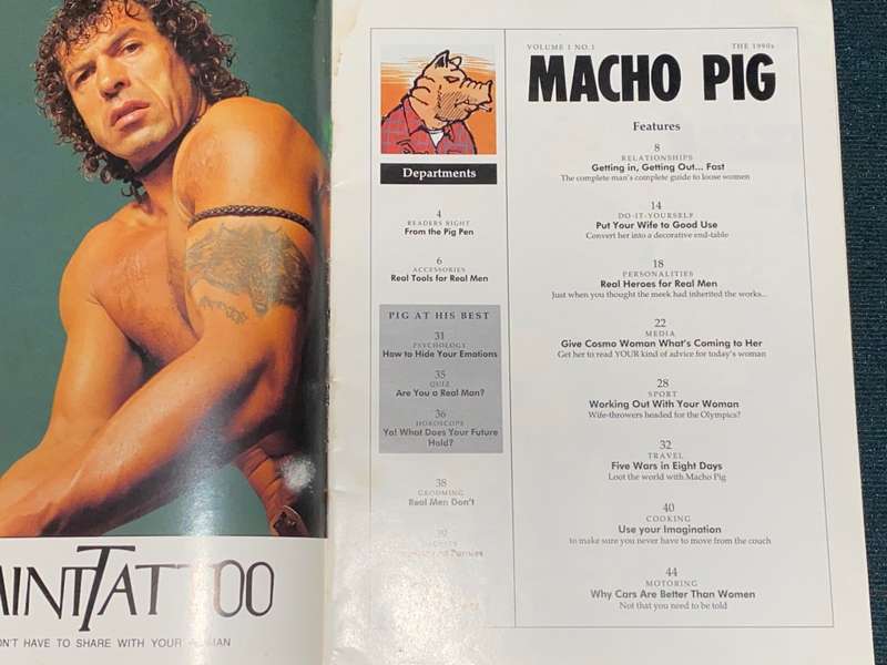 MACHO PIG THE MAGAZINE FOR THE MODERN MALE CHAUVINIST PIG BASTARD NO.1