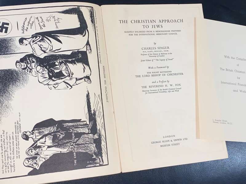 THE CHRISTIAN APPROACH TO JEWS BY CHARLES SINGER 1937 1ST EDITION