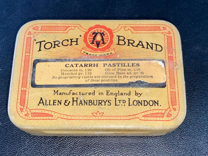 VINTAGE TORCH BRAND CATARRH PASTILLES TIN