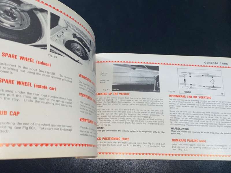 FORD CORTINA OWNER'S HANDBOOK SA EDITION IN ENGLISH AND AFRIKAANS NOV 1973