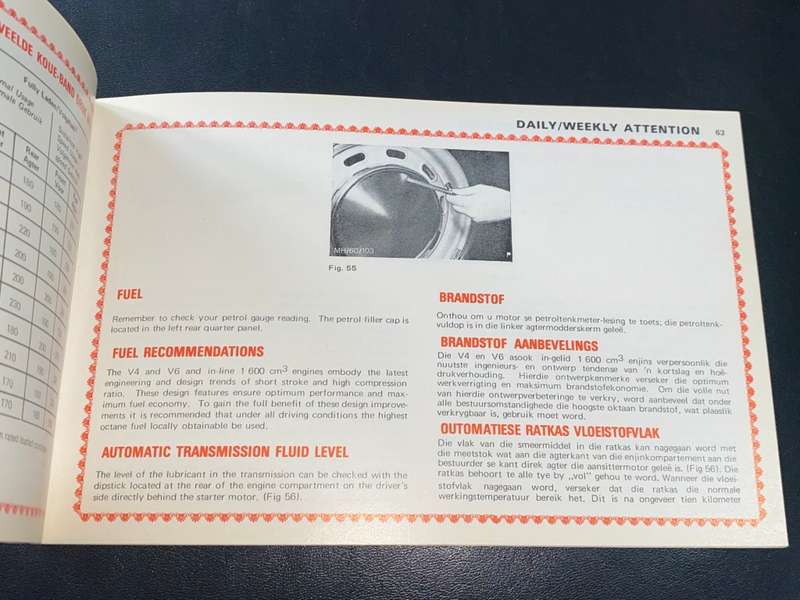 FORD CORTINA OWNER'S HANDBOOK SA EDITION IN ENGLISH AND AFRIKAANS NOV 1973