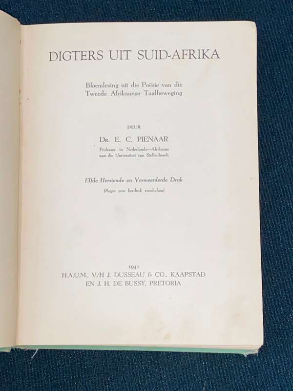 DIGTER UIT SUID-AFRIKA BLOEMLESING DEUR DR. E.C. PIENAAR