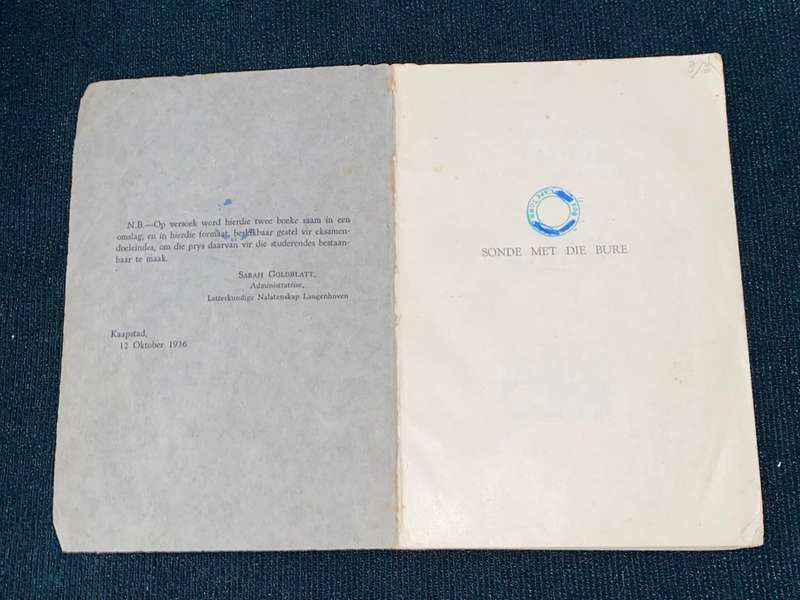 SONDE MET DIE BURE EN HERRIE OP DIE OU TREMSPOOR DEUR C.J. LANGENHOVEN  1938