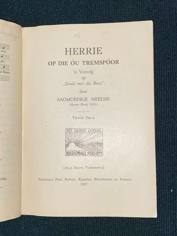 SONDE MET DIE BURE EN HERRIE OP DIE OU TREMSPOOR DEUR C.J. LANGENHOVEN  1938