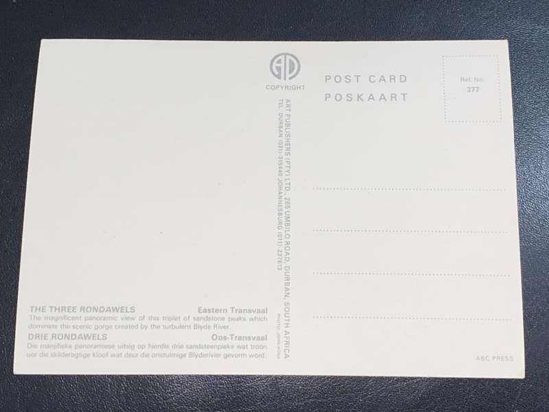 THE THREE RONDAWELS EASTERN TRANSVAAL POST CARD