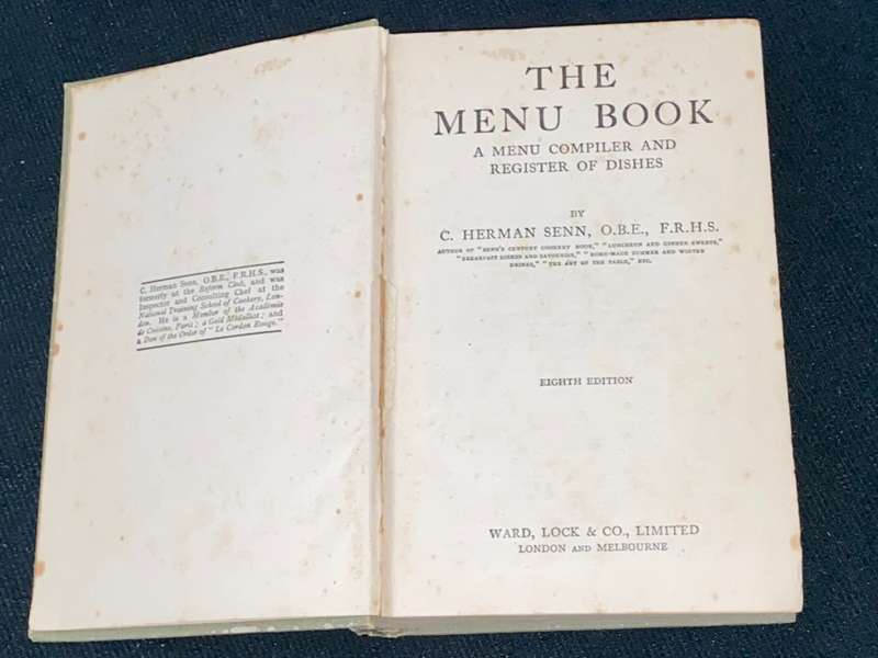 THE MENU BOOK & REGISTER OF DISHES PRACTICAL. GASTRONOMY BY C. HERMAN SENN