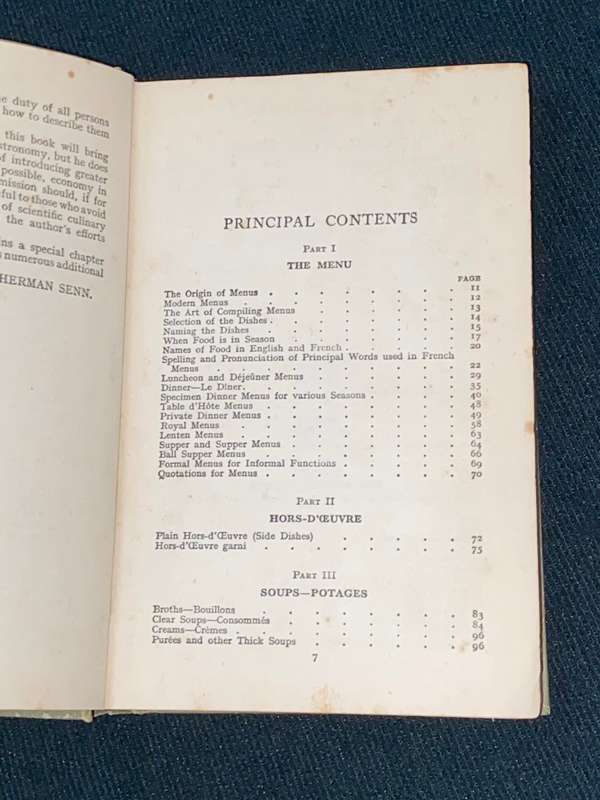 THE MENU BOOK & REGISTER OF DISHES PRACTICAL. GASTRONOMY BY C. HERMAN SENN