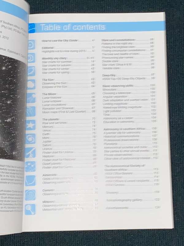 2013 SKY GUIDE AFRICA SOUTH ASTRONOMICAL HANDBOOK FOR SOUTHERN AFRICA