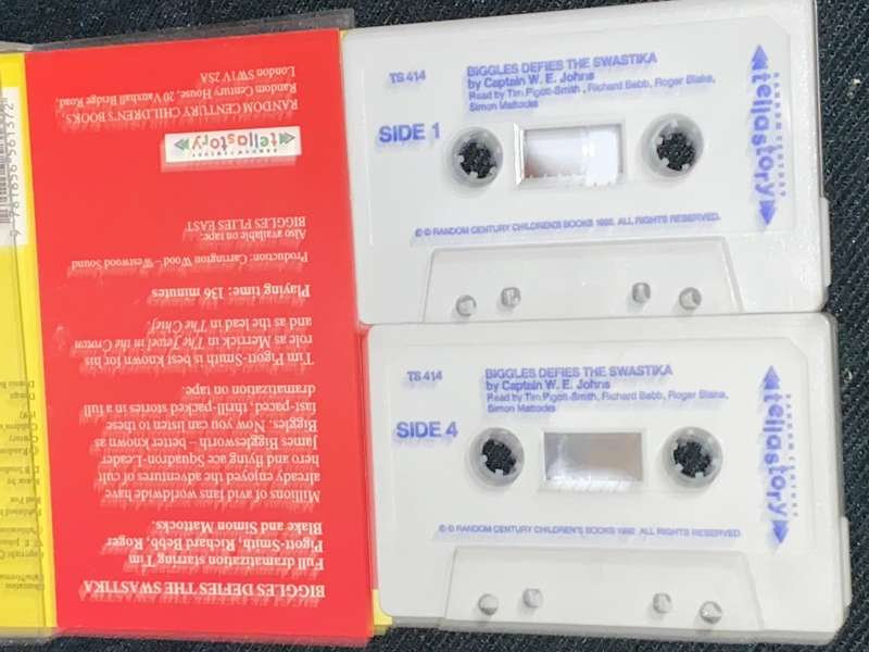 BIGGLES DEFIES THE SWASTIKA CAPTAIN W.E. JOHNS AUDIO CASSETTE TAPE SET