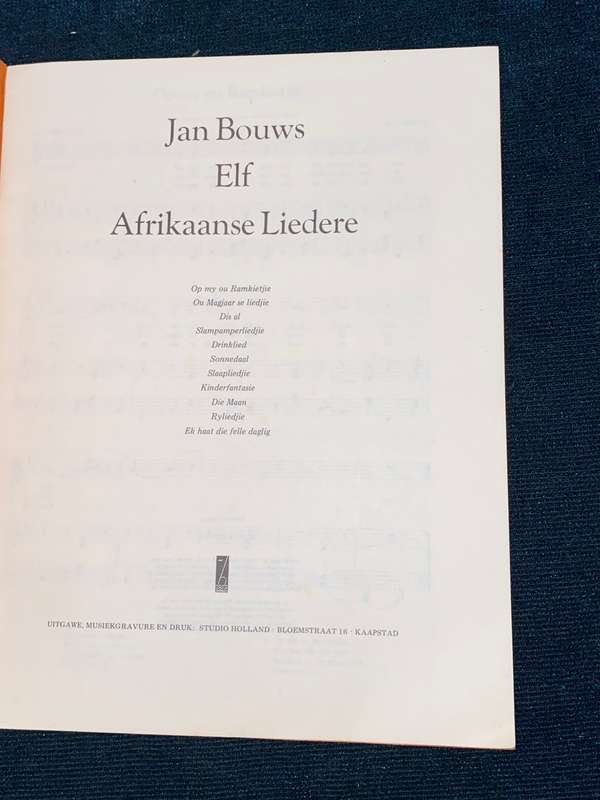 ELF AFRIKAANSE LIEDERE DEUR JAN BOUWS