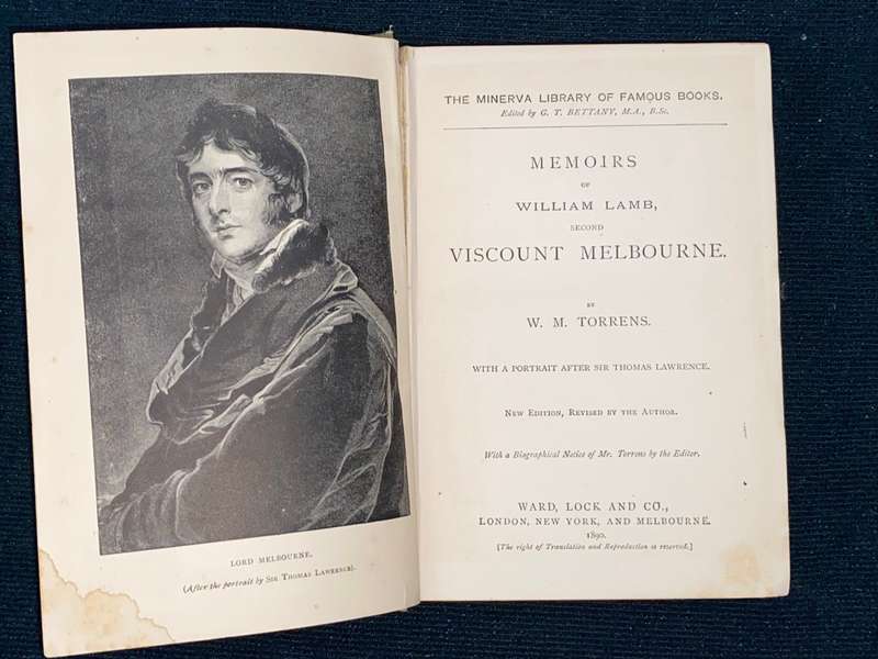 MEMOIRS OF WILLIAM LAMB SECOND VISCOUNT OF MELBOURNE BY W.M. TORRENS 1890