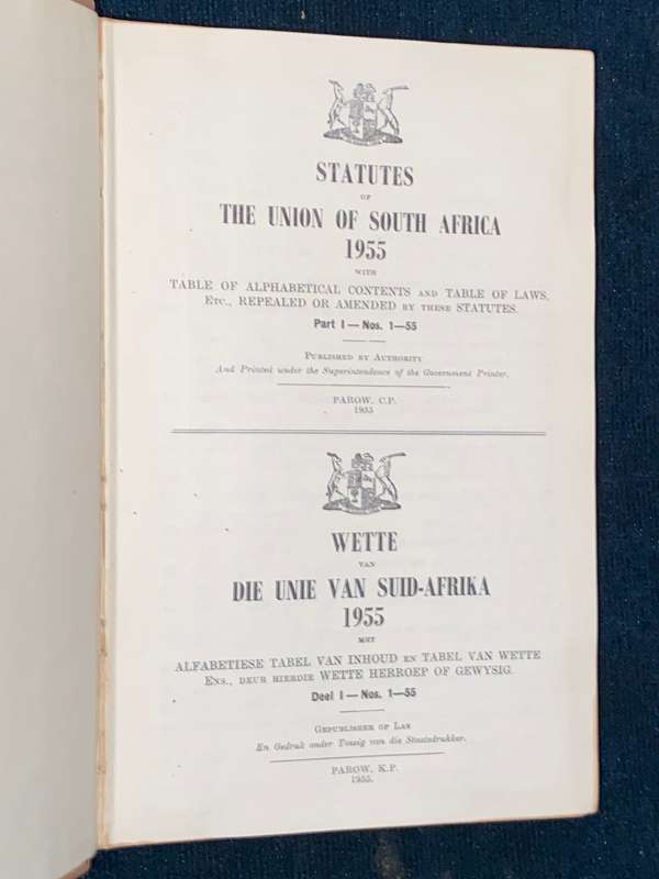 STATUTES OF THE UNION OF SOUTH AFRICA 1955 \WETTE VAN DIE UNIE VAN SUID-AFRIKA 1955
