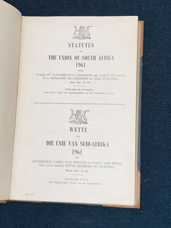 STATUTES OF THE UNION OF SOUTH AFRICA 1961\WETTE VAN DIE UNIE VAN SUID-AFRIKA 1961