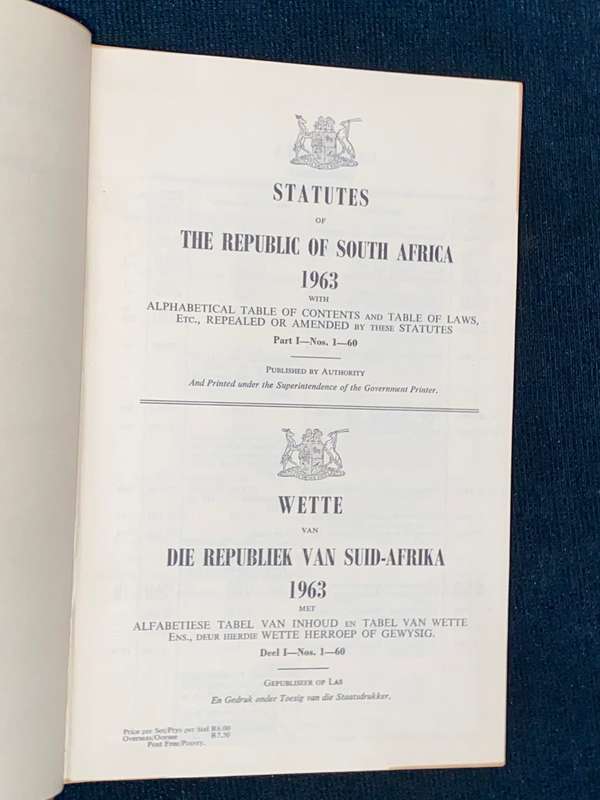 STATUTES OF THE UNION OF SOUTH AFRICA 1963 PART 1\WETTE VAN DIE UNIE VAN SUID-AFRIKA 1963 DEEL 1