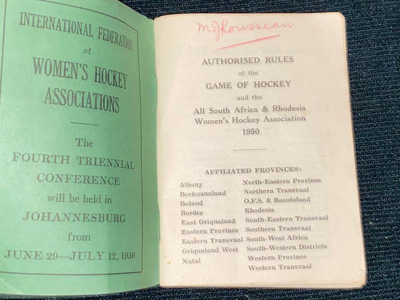 AUTHORISED RULES OF THE GAME OF HOCKEY AND OF THE ALL SA & RHODESIA WOMEN'S HOCKEY 1950