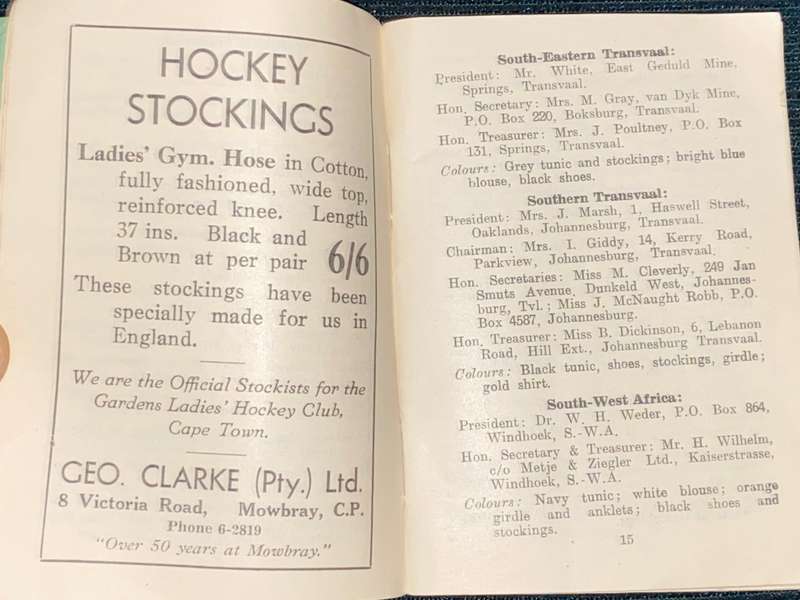 AUTHORISED RULES OF THE GAME OF HOCKEY AND OF THE ALL SA & RHODESIA WOMEN'S HOCKEY 1950