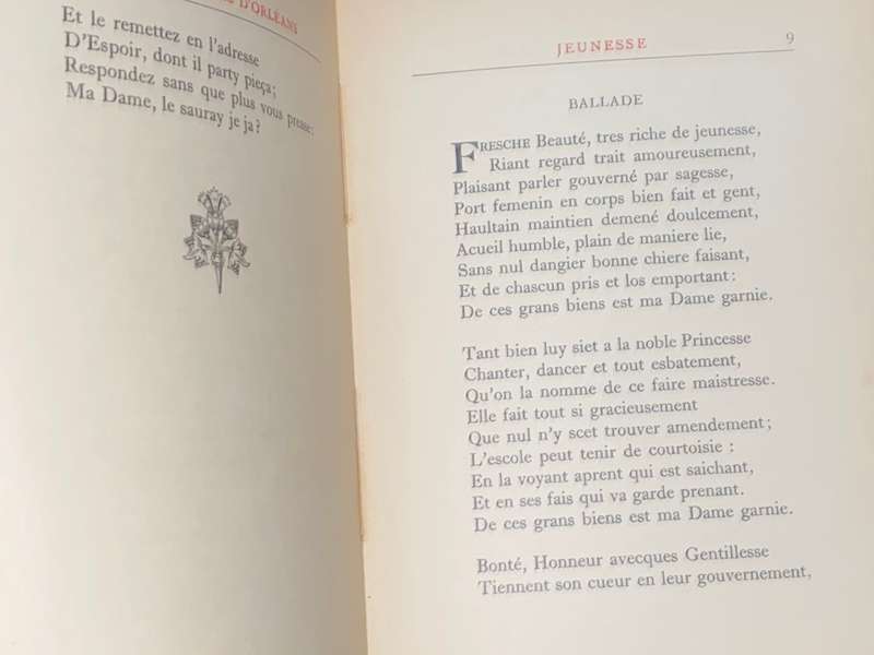POESIES DE CHARLES D'ORLEANS 1926