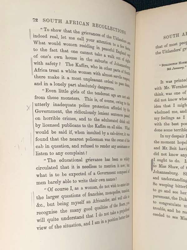 SOME SOUTH AFRICAN RECOLLECTIONS BY MRS. LIONEL PHILLIPS 1899 EX-LIBRARY COPY
