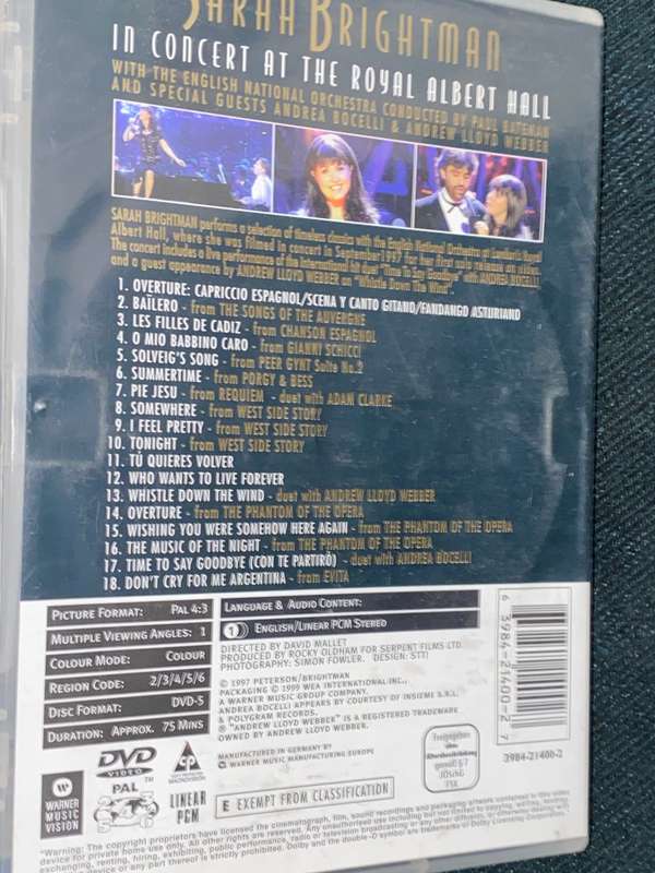 SARAH BRIGHTMAN IN CONCERT DVD