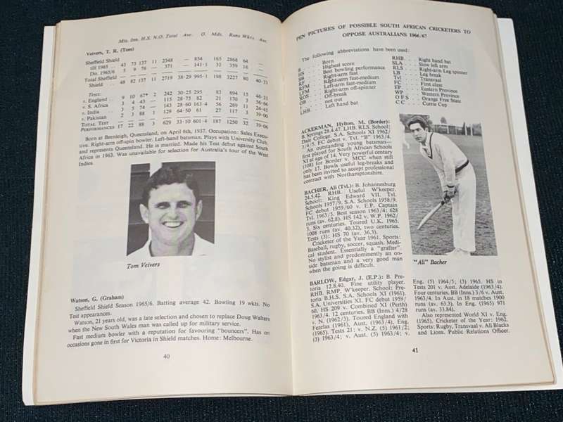 S.A.B.C CRICKET BOOK SIXTH AUSTRALIAN  CRICKET TOUR TO SOUTH AFRICA 1966-1967