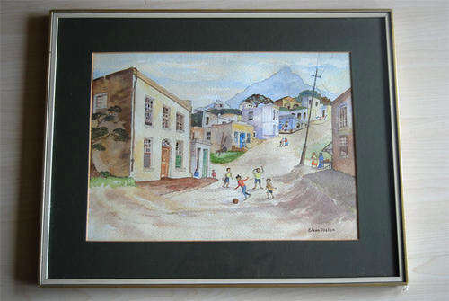 BO-KAAP SCENE WITH KIDS PLAYING IN THE STREET BY EILEEN ALSTON