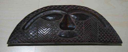 AFRICAN WOODEN MOON SHAPED FACE CONTAINER