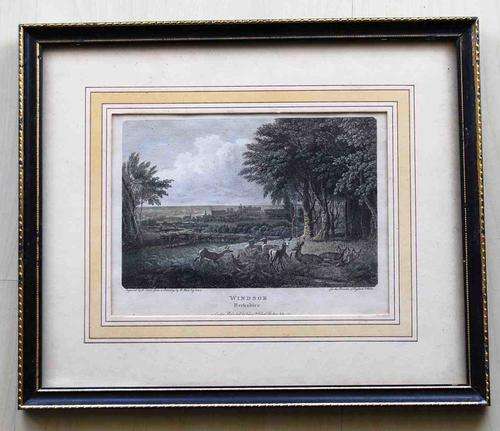 ORIGINAL ANTIQUE 1801 WINDSOR BERKSHIRE PRINT FRAMED