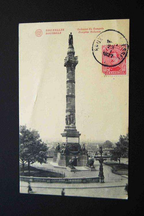 VINTAGE USED POSTCARD OF BRUSSELS CONGRESS COLUMN TO CAPE  1922