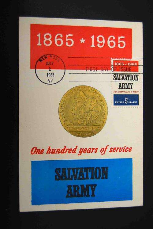 1865 - 1965 UNITED STATES SALVATION ARMY COMMEMORATIVE POSTCARD NEW YORK