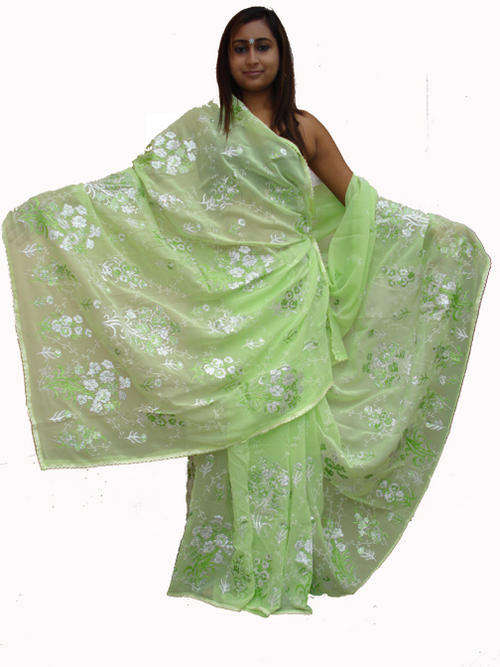 Stunning Green Paintwork Saree