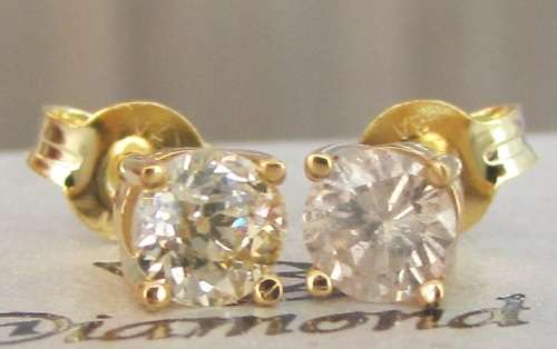**1/2ct DEAL [R27145]** SPARKLING [0.510ct] DIAMOND EARRINGS [YELLOW GOLD] - BUY SAFE