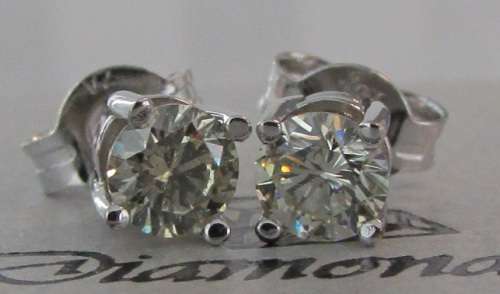**1/2ct DEAL [R27145]** SPARKLING [0.580ct] DIAMOND STUD EARRINGS [WHITE GOLD] - BUY SAFE