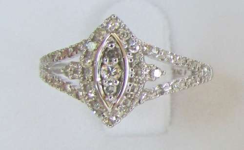 **UNBEATABLE VALUE [R30412]** MARQUISE DESIGN [0.400ct] DIAMOND RING [2.208g] WHITE GOLD - BUY SAFE