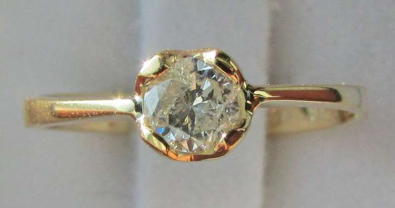 **DESIGNER PIECE [R25470]** ROUND CUT [0.370ct] SOLITAIRE DIAMOND RING [YELLOW GOLD] - BUY SAFE