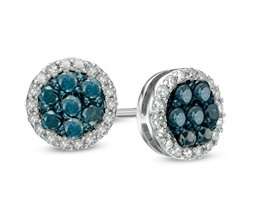 **BE UNIQUE [R35274]** BLUE / WHITE [0.675ct] DIAMOND EARRINGS [WHITE GOLD] - BUY SAFE