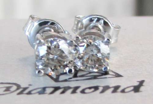 **DIAMOND STUDS [R27145]** SPARKLING [0.445ct] DIAMOND EARRINGS [WHITE GOLD] - BUY SAFE