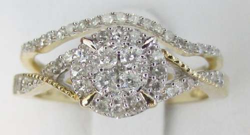 **NEW DESIGN [R31963]** TWINSET DIAMOND [0.620ct] RING [4.160g] YELLOW GOLD - BUY SAFE