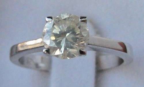 **CERTIFIED [R64968]** 1CT [COLOUR N] DIAMOND [1.057ct] SOLITAIRE RING [18KT WHITE GOLD] - BUY SAFE