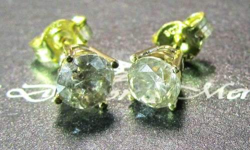 **1ct DEAL [R31145]** CHAMPAGNE [1.040ct] DIAMOND EARRINGS [YELLOW GOLD] - BUY SAFE