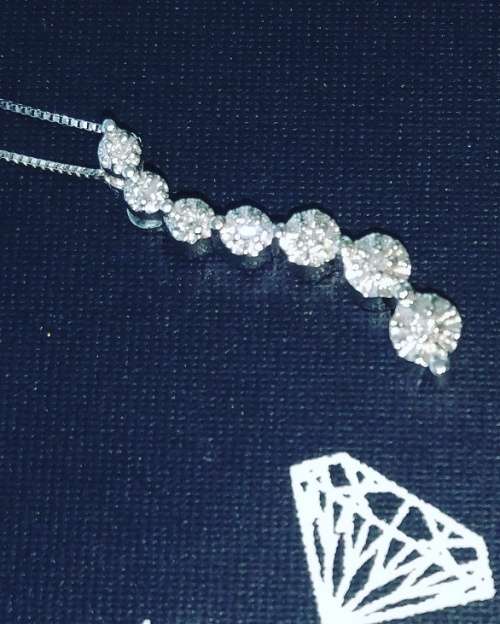 **JOURNEY DESIGN [R18539]** DIAMOND PENDANT [0.100ct] ROUND CUT [WHITE GOLD] + CHAIN-  **SEE VIDEO**