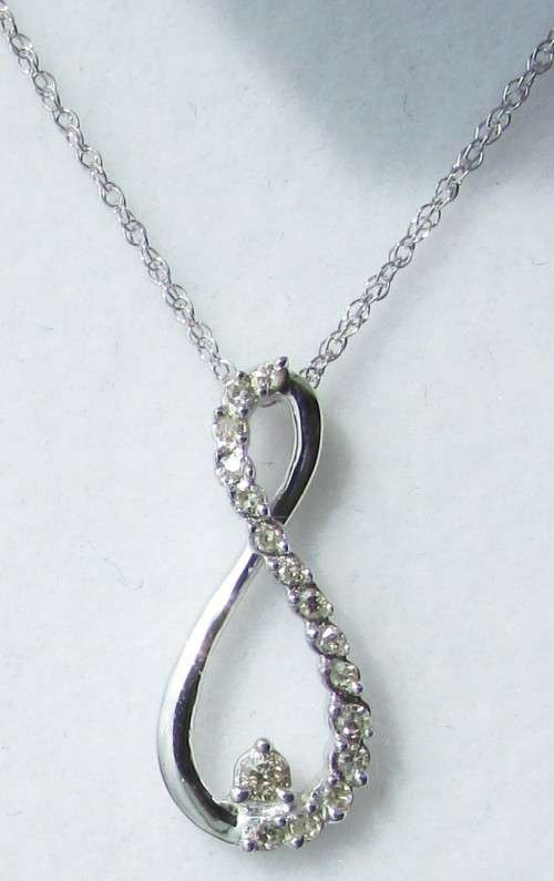 **INFINITY DESIGN [R17679]** DIAMOND PENDANT [0.200ct] ROUND CUT + OPTIONAL CHAIN  -**SEE VIDEO**